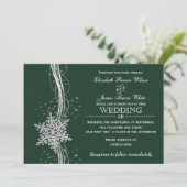 Snowflakes Silver vert invitations de mariage hive (Debout devant)