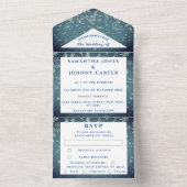 Snowflakes Sneeuwblauw WinterWonderland Weddenscha All In One Uitnodiging (Binnen)