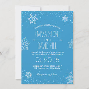 Snowflakes & Snow Winter Wedding Invitation