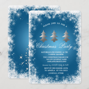 Snowflakes, sterren, Pine Tree Blue-kerstparty Kaart