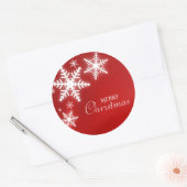 Snowflakes sur autocollant rouge (Enveloppe)