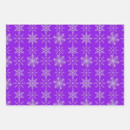 Snowflakes sur Bleu, Violet & Pink Feuille Set de  (Devant 2)