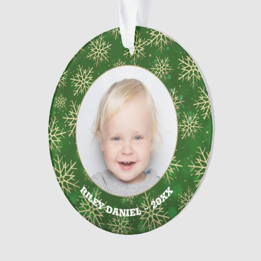 Snowflakes sur Green Photo Acrylique (devant)