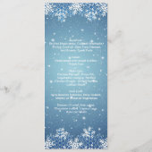 Snowflakes sur le bleu Noël Menu Mariage (Dos)