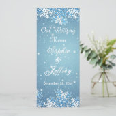 Snowflakes sur le bleu Noël Menu Mariage (Debout devant)