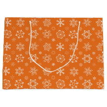 Snowflakes sur Orange Christmas Cadeau Sac