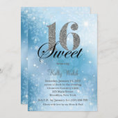 Snowflakes Sweet 16 Winter Wonderland Uitnodiging (Voorkant / Achterkant)
