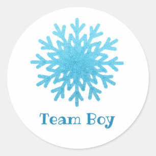 Snowflakes TEAM JONGEN Geslacht Onthullen Game Lab Ronde Sticker