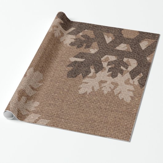 Snowflakes tegen Rustic Burlap - Holiday Chic Cadeaupapier (Uitgerold)