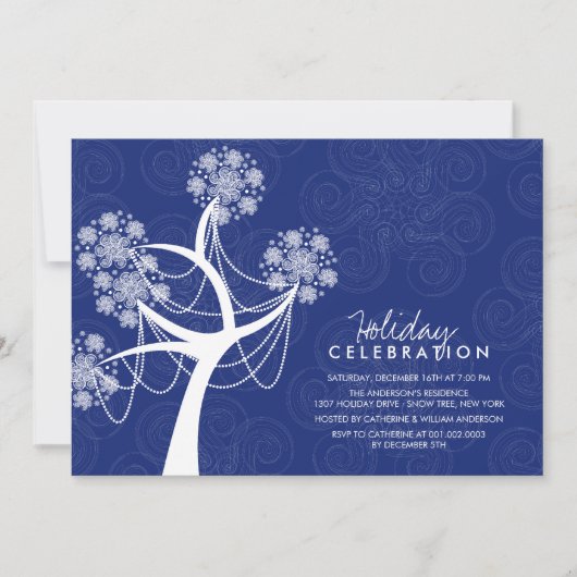 Snowflakes Tree Fairy Lights Invitation de fête de (Devant)