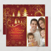 Snowflakes & Trery-kerstfotokaart Kaart (Voorkant / Achterkant)