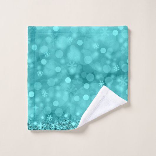 Snowflakes turquoise (Gant de toilette)
