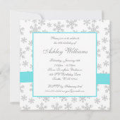 Snowflakes Turquoise Bow Sweet 16 Invitations (Dos)