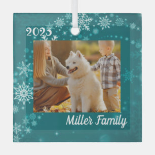 Snowflakes turquoises Ornement de Noël personnalis