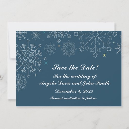 Snowflakes van feestdag sparen de Datum Save The Date (Voorkant)