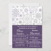 Snowflakes Violet gris hiver Invitation de douche (Devant)