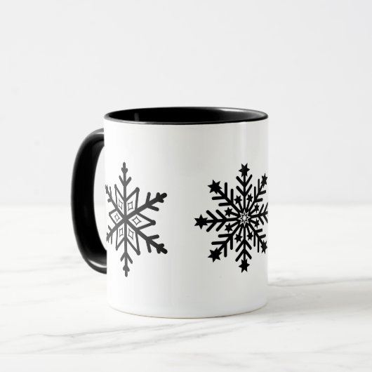 Snowflakes voor de Mok van feestkoffie (Voorkant links)