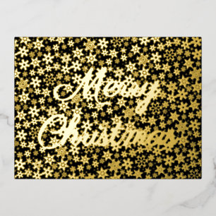 Snowflakes, voor fijne kerst, zwart en goud folie feestdagen briefkaart