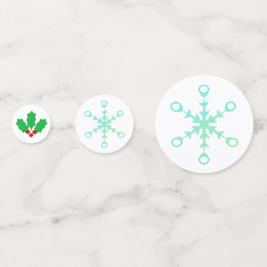 Snowflakes voor kerstbessen en Confetti met holbes (Achterkanten)