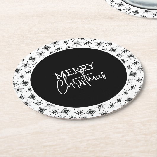 Snowflakes, voor prettig kerstscript ronde kartonnen onderzetter (Gebogen)