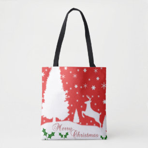 Snowflakes voor prettige kerstwinter draagtas
