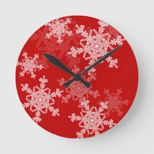 Snowflakes voor witte kerst ronde klok