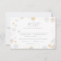 Snowflakes Weddenschap RSVP-kaart met voedselkeuze