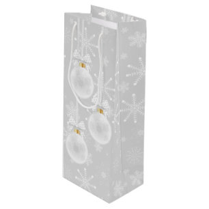 Snowflakes White Ornament Kerstfeestdag Wijn Cadeautas