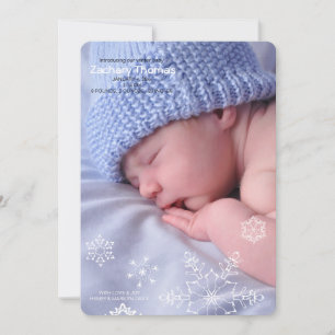 Snowflakes Winter Baby Foto geboorteaankondiging Feestdagenkaart