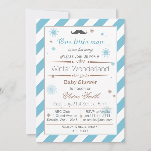Snowflakes winter baby shower uitnodiging (Voorkant)