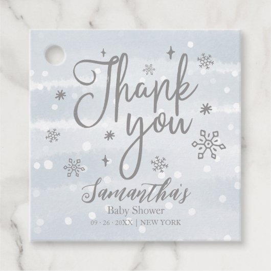 Snowflakes Winter Boy Baby shower Dank u Bedankjes Labels (Voorkant)