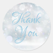 Snowflakes Winter Elegant Script Dank u Ronde Sticker (Voorkant)