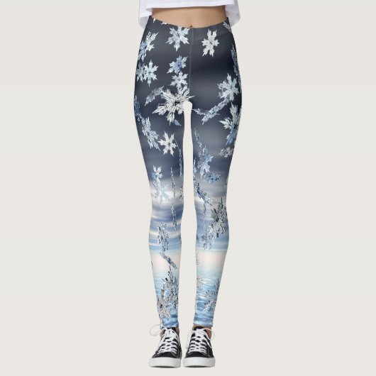 Snowflakes Winter Holiday Leggings (Voorkant)