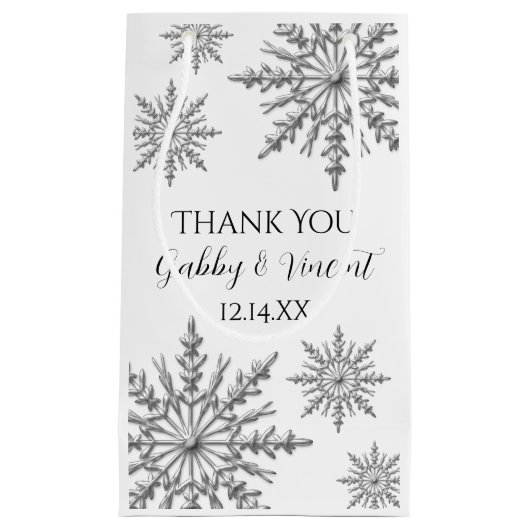 Snowflakes Winter Weddenschap Klein Cadeauzakje (Voorkant)