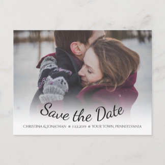 Snowflakes Winter Wedding Save the Date Briefkaart