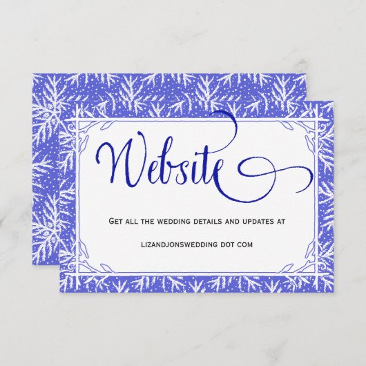Snowflakes Winter Wedding Website Informatie Kaart (Voorkant / Achterkant)