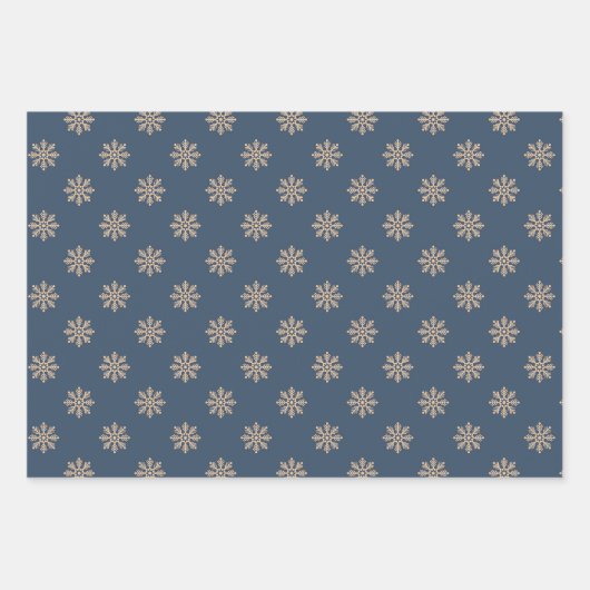 Snowflakes Wrapper Papier Plat Set de 3 (Devant)