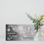 SNOWFLAKES, zwart, wit, grijs Feestdagenkaart (Staand voorkant)