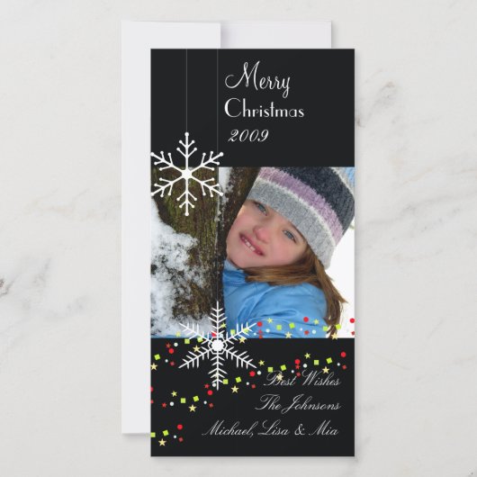 Snowflakes ~ zwarte en witte kerst feestdagenkaart (Voorkant)