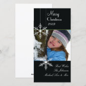 Snowflakes ~ zwarte en witte kerst, groene trim feestdagenkaart (Voorkant / Achterkant)
