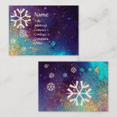 SNOWFLAKS IN SILVER-SPARKLES VISITEKAARTJE (Voorkant / Achterkant)