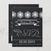 snowflèches tableau noir mariage d'hiver RSVP (Devant / Derrière)
