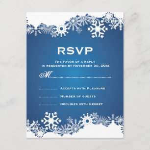 Snowflon bleu blanc mariage d'hiver RSVP