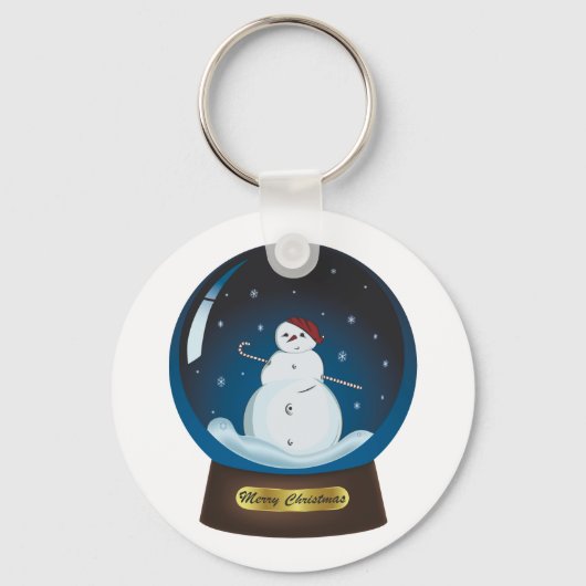 Snowglobe met schattige sneeuwman sleutelhanger (Voorkant)