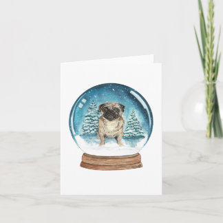 Snowglobe Pug Notecard Notitiekaartje