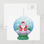 Snowglobe Santa Claus, Star, Bird Feestdagenkaart (Voorkant / Achterkant)