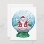 Snowglobe Santa Claus, Star, Bird Feestdagenkaart (Voorkant / Achterkant)