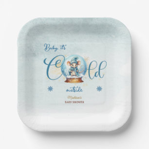 Snowglobe Winter Thema Baby shower Papieren Bordje
