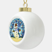 Snowie Snowman Keramische Bal Ornament (Rechts)