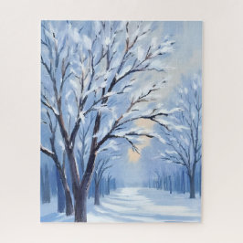 Snowkissed Forest | Winter Watercolor Painting Legpuzzel
